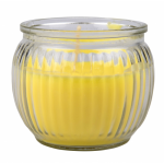 Gele citronella geurkaars in glas 7 x 6 cm - Insectenwerende kaarsen - Citronellakaars tegen/anti muggen - Geel