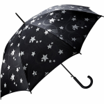 e automatische paraplu met zilveren sterren print 85 cm - Zwart