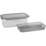 Lunchbox met (bestek) bakje - Antraciet - 1,9L - 24 x 15,2 x 8,8 cm - Voedselbewaar trommel/broodtrommel - Grijs