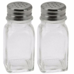 Peper en zout setje/stelletje 2-delig 9 cm - 2 busjes per set - Transparant glas met chrome