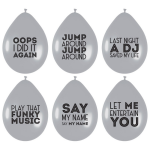6x Ballonnen met muziek quotes feestversiering - Party decoratie - Silver