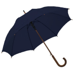 Navy blauwe paraplu met houten handvat en metalen frame - Paraplu - Regen