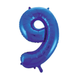Cijfer 9 folie ballon van 86 cm - Blauw