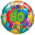 Folie ballon 80 Happy Birthday 35 cm - Folieballon verjaardag 80 jaar 35 cm