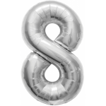 Helium ballon cijfer 8 zilver - Silver