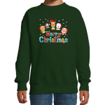 Bellatio Decorations Foute kersttrui / sweater dierenvriendjes Merry christmas voor kinderen - kerstkleding / christmas outfit - Groen