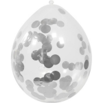 4x Transparante ballon zilveren confetti 30 cm - Silver
