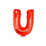 Rode opblaas letter ballon U op stokje 41 cm - Rood