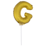 en opblaas letter ballon G op stokje 41 cm - Goud