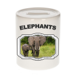 Bellatio Decorations Dieren liefhebber olifant spaarpot 9 cm jongens en meisjes - keramiek - Cadeau spaarpotten olifanten liefhebber