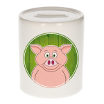 Bellatio Decorations Vrolijke varken dieren spaarpot 9 cm - spaarvarken - spaarpotten voor kinderen