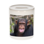 Bellatio Decorations Dieren chimpansee foto spaarpot 9 cm jongens en meisjes - Cadeau spaarpotten apen liefhebber