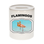 Bellatio Decorations Dieren liefhebber flamingo spaarpot 9 cm jongens en meisjes - keramiek - Cadeau spaarpotten flamingo vogels liefhebber