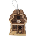 1x Broedhuis naturel rond dak ophangbaar 15 x 15 x 21,5 cm - Vogelhuisje/nestkastje - Bruin