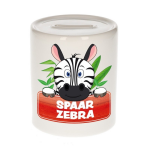 Bellatio Decorations Kinder spaarpot met spaar zebra opdruk - keramiek - zebra spaarpotten