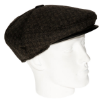 Heren flat cap bruin met lichte structuur - Zwart