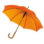 paraplu met gebogen houten handvat 103 cm - Paraplu's -/Koningsdag artikelen - Oranje