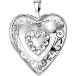 Lucardi Zilveren hanger medaillon hart zirkonia