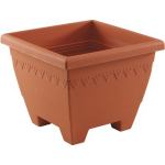 Hega Hogar Terracotta vierkante plantenpotten/bloempotten Lima 30 cm kunststof - Woon/tuinaccessoires/decoratie - Vierkante bloempotten/plantenpotten voor binnen/buiten - Bruin