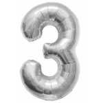 Helium ballon cijfer 3 zilver - Silver