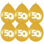 6x stuks gouden ballonnen 50 jaar leeftijd versieringen feestartikelen