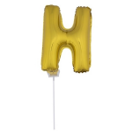 en opblaas letter ballon H op stokje 41 cm - Goud