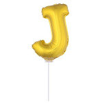 en opblaas letter ballon J op stokje 41 cm - Goud