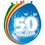 Folat 8x stuks Ballonnen versiering 50 jaar Abraham thema feestartikelen 50 geworden