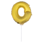 en opblaas letter ballon O op stokje 41 cm - Goud