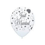 8x stuks Just Married bruiloft thema versiering ballonnen voor bruidspaar - Wit