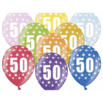 6x stuks Ballonnen 50 jaar thema print met sterretjes - Leeftijd feestartikelen versiering 50 jarige