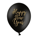 6xe Happy New Year ballonnen oud en nieuw/nieuwjaar - Zwart