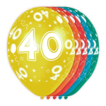 5x stuks 40 Jaar thema versiering helium ballonnen 30 cm - Leeftijd feestartikelen 40 jarige