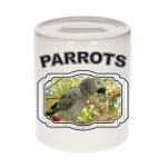 Bellatio Decorations Dieren liefhebber grijze roodstaart papegaai spaarpot 9 cm jongens en meisjes - keramiek - Cadeau spaarpotten papegaaien liefhebber