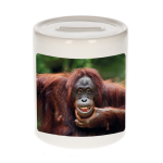 Bellatio Decorations Dieren gekke orangoetan foto spaarpot 9 cm jongens en meisjes - Cadeau spaarpotten gekke orangoetan apen liefhebber