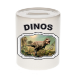 Bellatio Decorations Dieren liefhebber stoere t-rex dinosaurus spaarpot 9 cm jongens en meisjes - keramiek - Cadeau spaarpotten dinosaurussen liefhebber