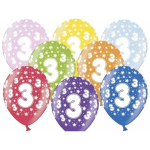 6x stuks Ballonnen 3 jaar thema met sterretjes - leeftijd feestartikelen en versiering