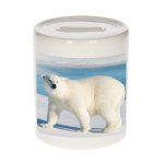 Bellatio Decorations Dieren witte ijsbeer foto spaarpot 9 cm jongens en meisjes - Cadeau spaarpotten witte ijsbeer ijsberen liefhebber