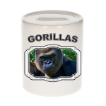 Bellatio Decorations Dieren liefhebber stoere gorilla spaarpot 9 cm jongens en meisjes - keramiek - Cadeau spaarpotten gorilla apen liefhebber