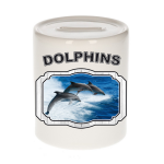 Bellatio Decorations Dieren liefhebber dolfijn groep spaarpot 9 cm jongens en meisjes - keramiek - Cadeau spaarpotten dolfijnen liefhebber