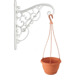 te sierlijke bloempothangers/bloempot haak met hangende bloempot terracotta 1,2 liter - Tuindecoratie - Wit