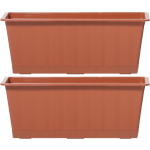 Prosperplast 2x Terracotta kunststof Agro plantenbakken/bloembakken 50 cm - Tuin decoraties - Bruin