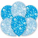 6x stukse geboorte ballonnen jongen 27.5 cm - Feestartikelen/versiering - Blauw