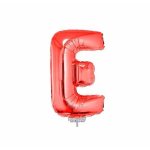Rode opblaas letter ballon E op stokje 41 cm - Rood