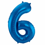 Cijfer 6 ballon 86 cm - Blauw