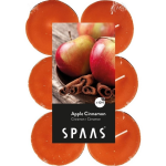 12x Maxi geurtheelichtjes Apple Cinnamon 10 branduren - Geurkaarsen appel/kaneel geur - Grote waxinelichtjes - Oranje