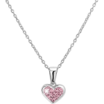 Lucardi Zilveren ketting hart licht roze Swarovski Crystal