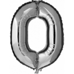 Cijfer nul 0 ballon zilver - Silver