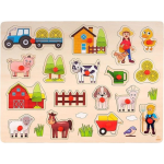 Houten knopjes/noppen speelgoed puzzel boerderij thema 40 x 30 cm - Educatief speelgoed voor kinderen