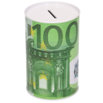 Spaarpot 100 euro biljet 8 x 15 cm - Blikken/metalen spaarpotten met euro biljetten - Groen